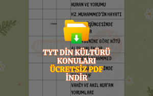 TYT Din Kültürü Konu Takip Çizelgesi